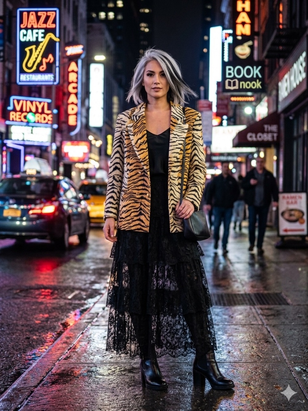 Tiger-Stripe Blazer Jacket in Tan and Black